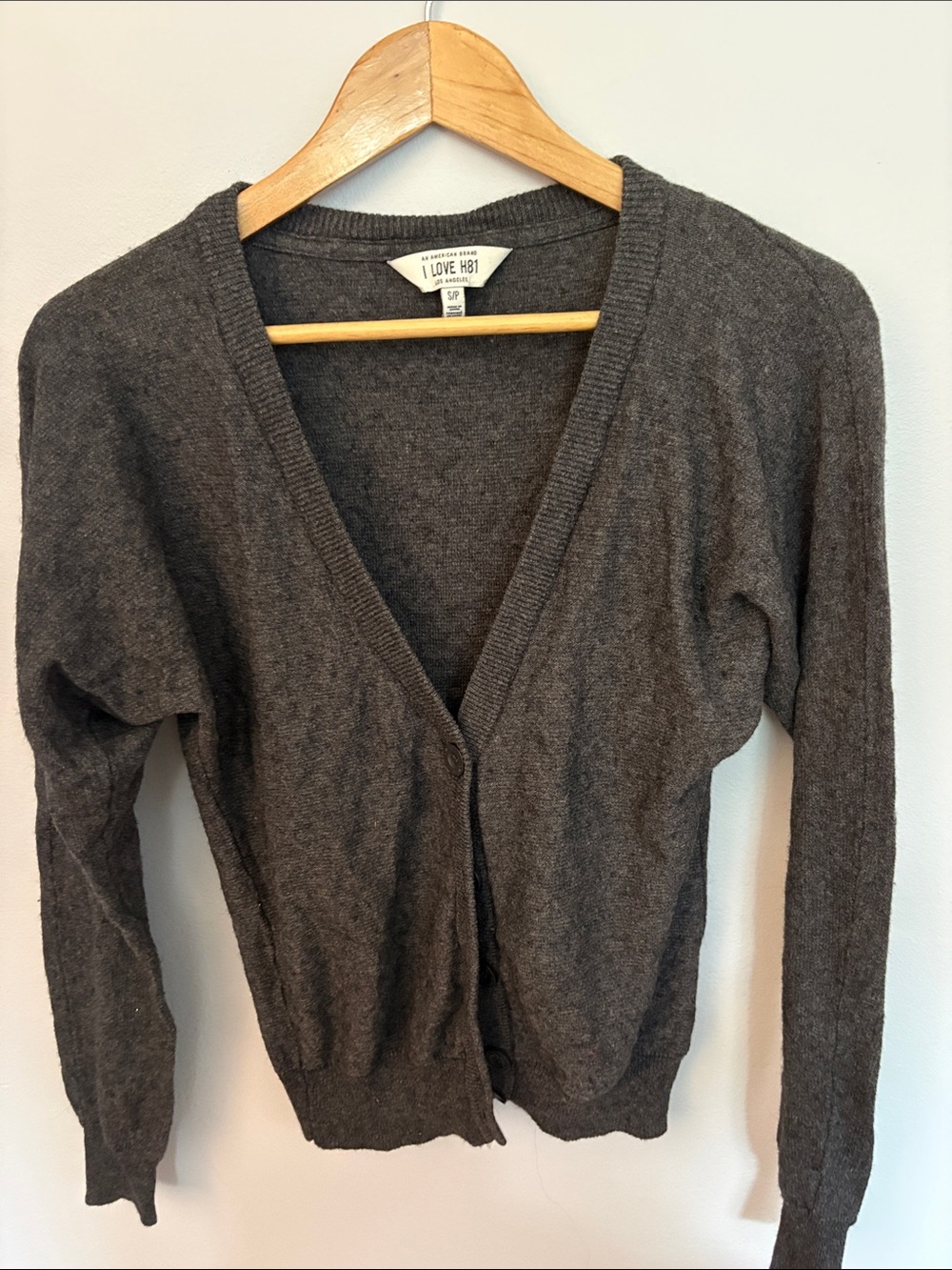 Hollister Dark Gray V-Neck Button-Front Cardigan